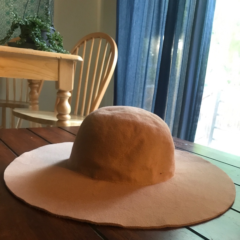 Wide brimmed tan hat